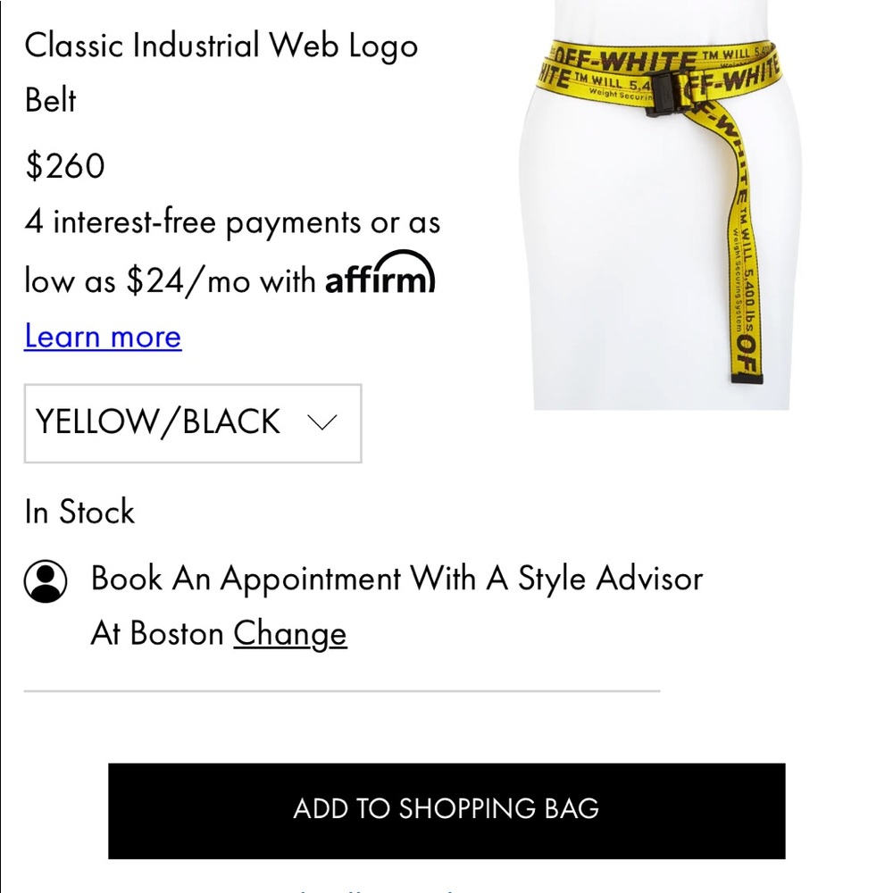 NWT - Off white classic industrial belt